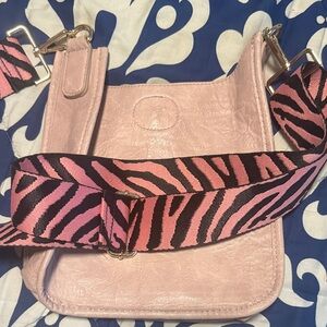 Pink Zebra Strap Women's Bag
